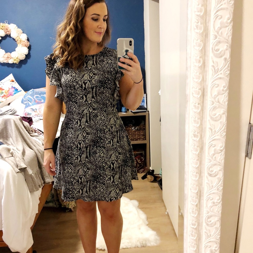 Who What Wear - Snakeskin Fit and Flare Dress